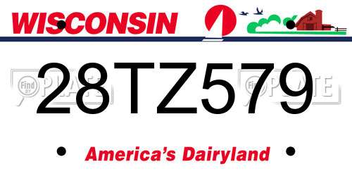 28TZ579 Wisconsin License Plate