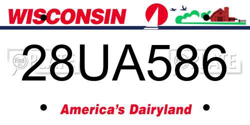 28UA586 Wisconsin License Plate