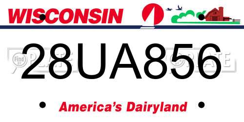 28UA856 Wisconsin License Plate