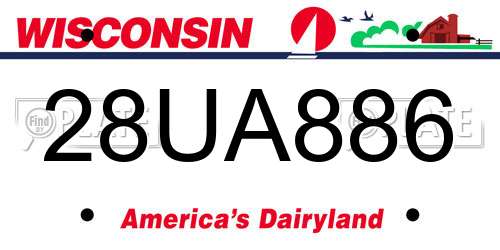 28UA886 Wisconsin License Plate