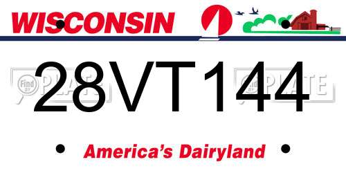 28VT144 Wisconsin License Plate