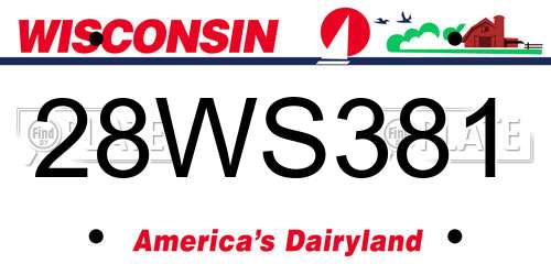 28WS381 Wisconsin License Plate
