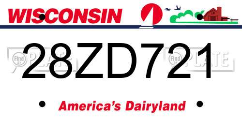 28ZD721 Wisconsin License Plate