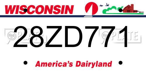 28ZD771 Wisconsin License Plate