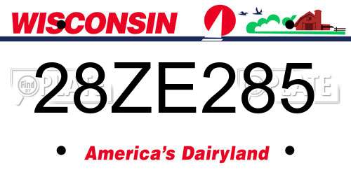 28ZE285 Wisconsin License Plate