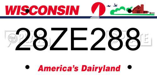 28ZE288 Wisconsin License Plate