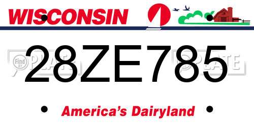 28ZE785 Wisconsin License Plate