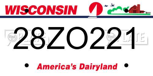 28ZO221 Wisconsin License Plate