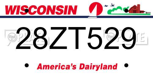 28ZT529 Wisconsin License Plate