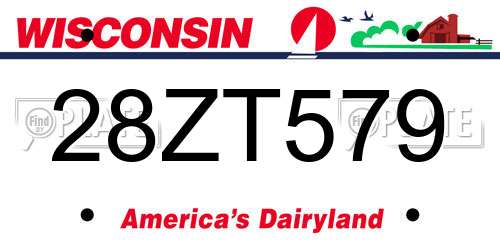 28ZT579 Wisconsin License Plate