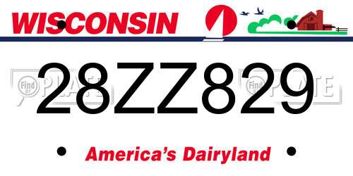 28ZZ829 Wisconsin License Plate