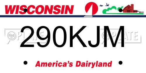 290KJM Wisconsin License Plate