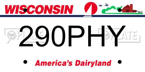 290PHY Wisconsin License Plate