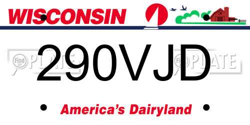 290VJD Wisconsin License Plate
