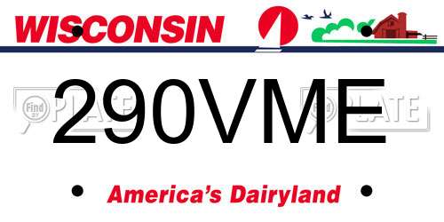 290VME Wisconsin License Plate