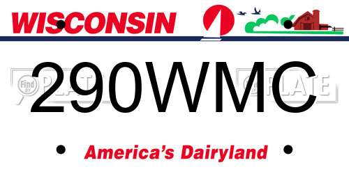 290WMC Wisconsin License Plate