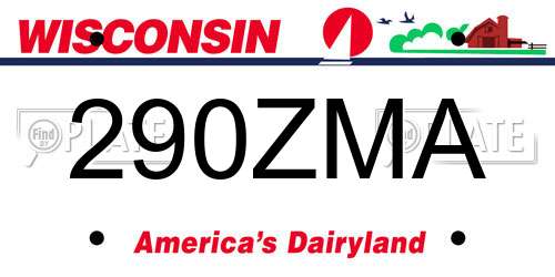 290ZMA Wisconsin License Plate