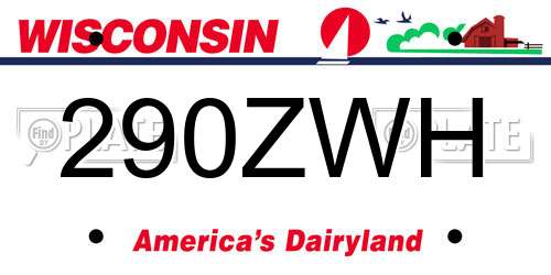 290ZWH Wisconsin License Plate