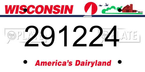 291224 Wisconsin License Plate