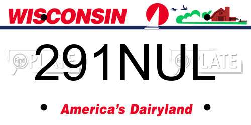 291NUL Wisconsin License Plate