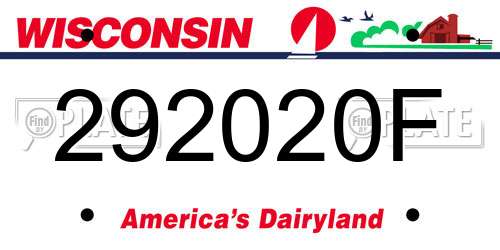 292020F Wisconsin License Plate