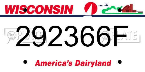 292366F Wisconsin License Plate
