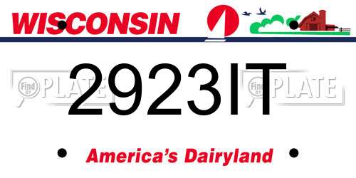 2923IT Wisconsin License Plate