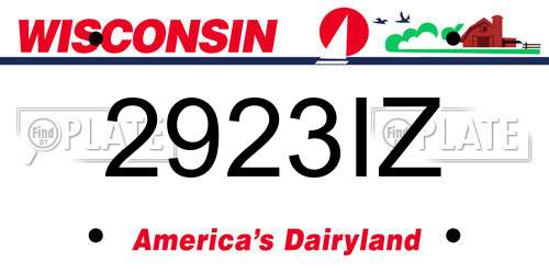 2923IZ Wisconsin License Plate
