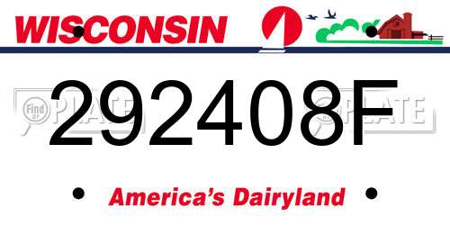 292408F Wisconsin License Plate