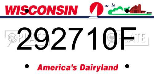 292710F Wisconsin License Plate