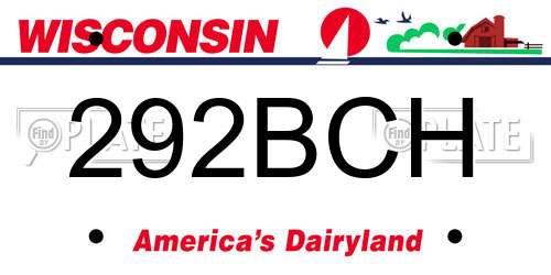292BCH Wisconsin License Plate