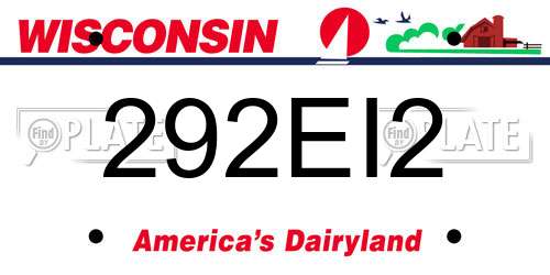 292EI2 Wisconsin License Plate