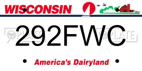 292FWC Wisconsin License Plate