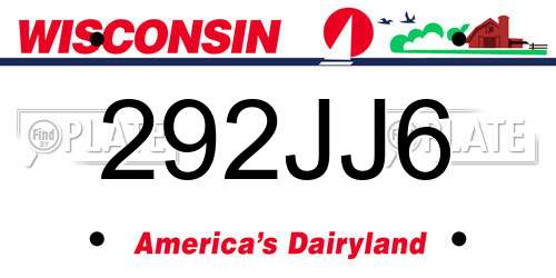 292JJ6 Wisconsin License Plate