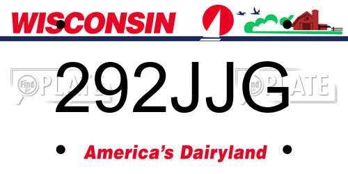 292JJG Wisconsin License Plate