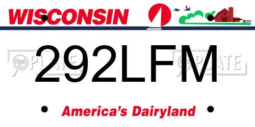 292LFM Wisconsin License Plate