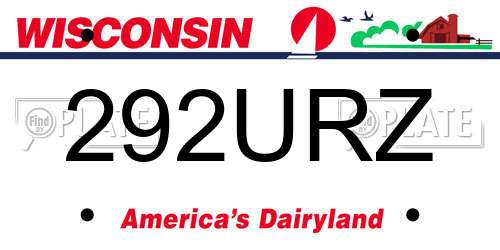 292URZ Wisconsin License Plate