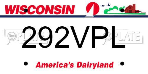 292VPL Wisconsin License Plate