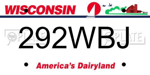 292WBJ Wisconsin License Plate