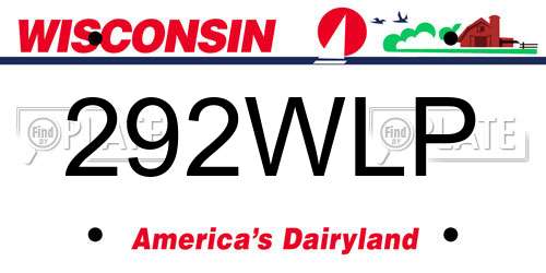 292WLP Wisconsin License Plate