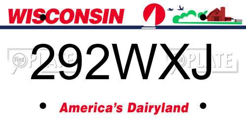 292WXJ Wisconsin License Plate