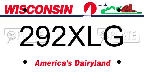 292XLG Wisconsin License Plate