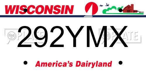 292YMX Wisconsin License Plate