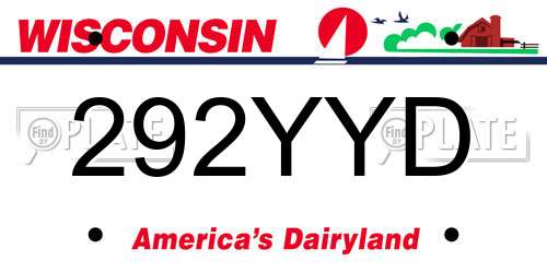 292YYD Wisconsin License Plate
