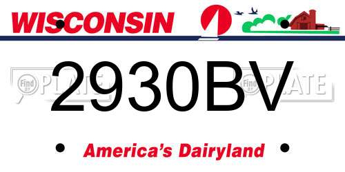 2930BV Wisconsin License Plate