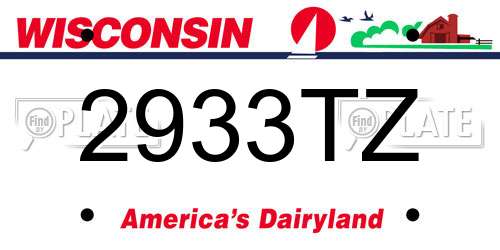 2933TZ Wisconsin License Plate