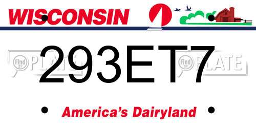 293ET7 Wisconsin License Plate