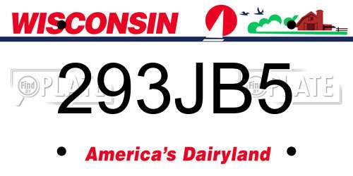 293JB5 Wisconsin License Plate