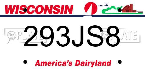 293JS8 Wisconsin License Plate