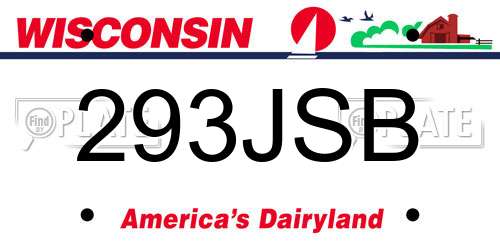 293JSB Wisconsin License Plate